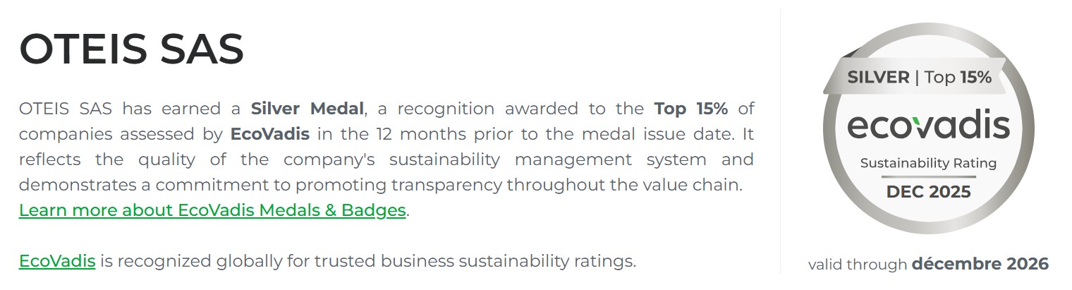 Ecovadis Medaille d'argent 2024